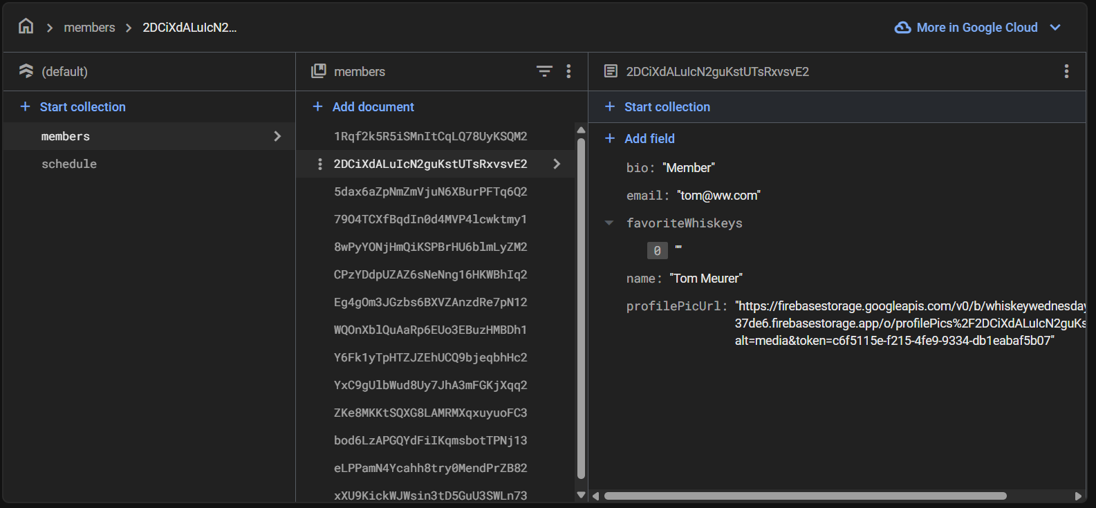 Firebase Console Example